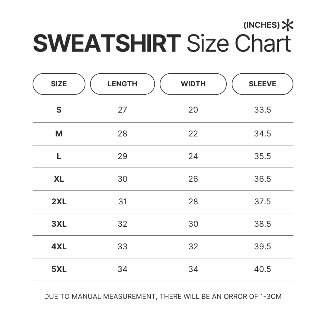 Sweatshirt Size Chart - Aesop Rock Shop